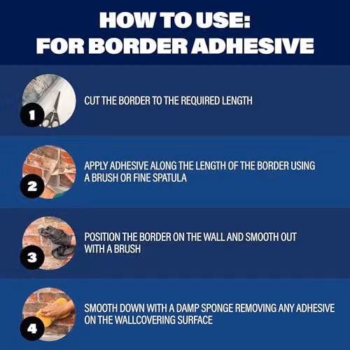 Bartoline White Border and Overlap Adhesive for Decorative Borders and Vinyl, 250 g – 3