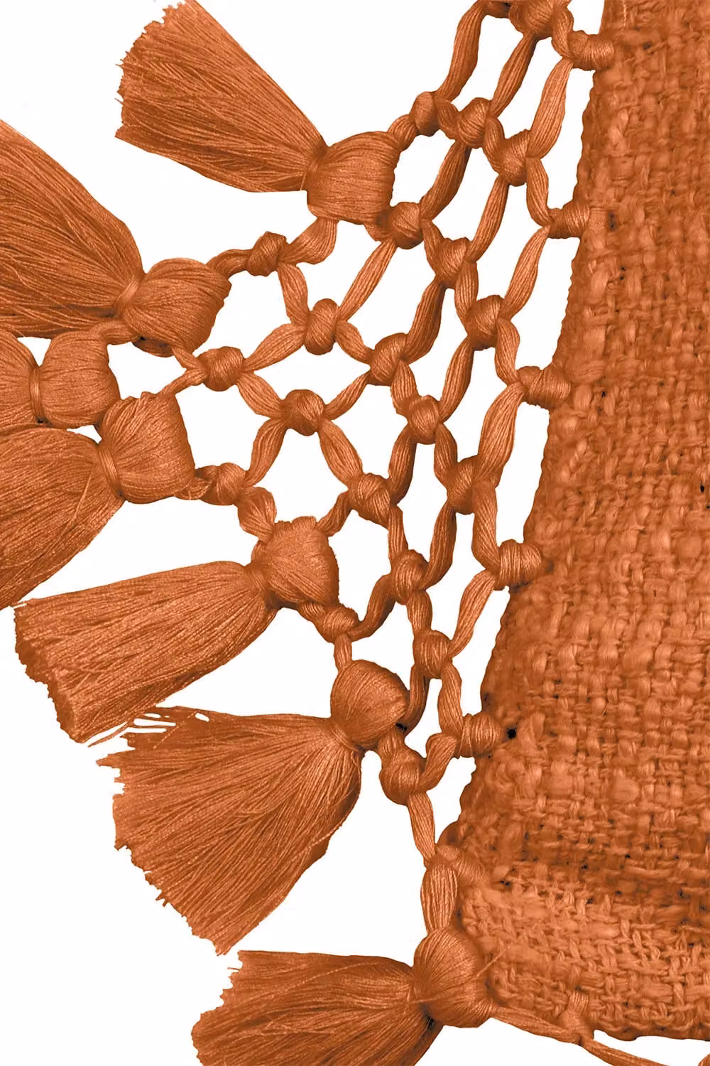 Anko Boho Cotton Macrame Tassel Trimmed Square Cushion in Orange, W/D/H: 45 x 45 x 45 cm – 3