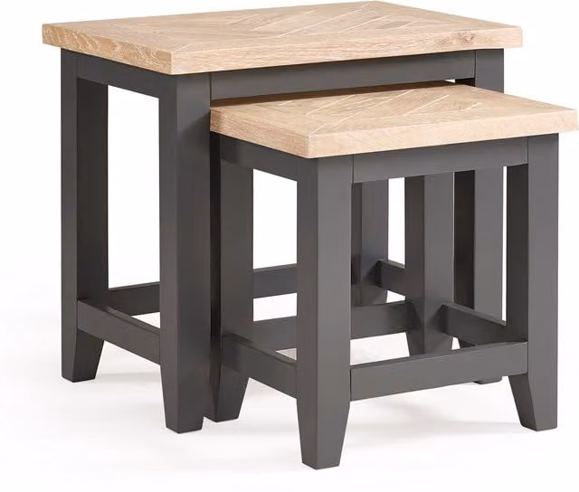 Julian Bowen Bordeaux Nest of Tables in Grey and Oak Wood – 1
