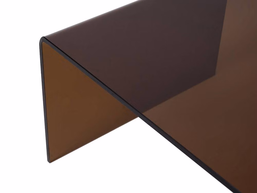 Vente-unique ALONZO Modern Rectangular Coffee Table with Curved Transparent Brown Tempered Glass, W/D/H: 80 x 55 x 35 cm – 3