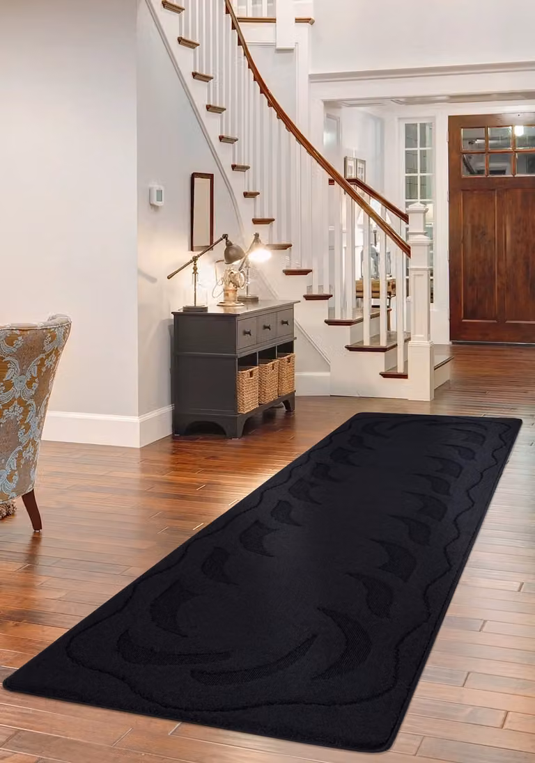 Smart Living Ovalack Heavy Duty Non-Slip Machine Washable Hallway and Kitchen Door Mat, Black, W/D/H: 60 x 40 x 1 cm