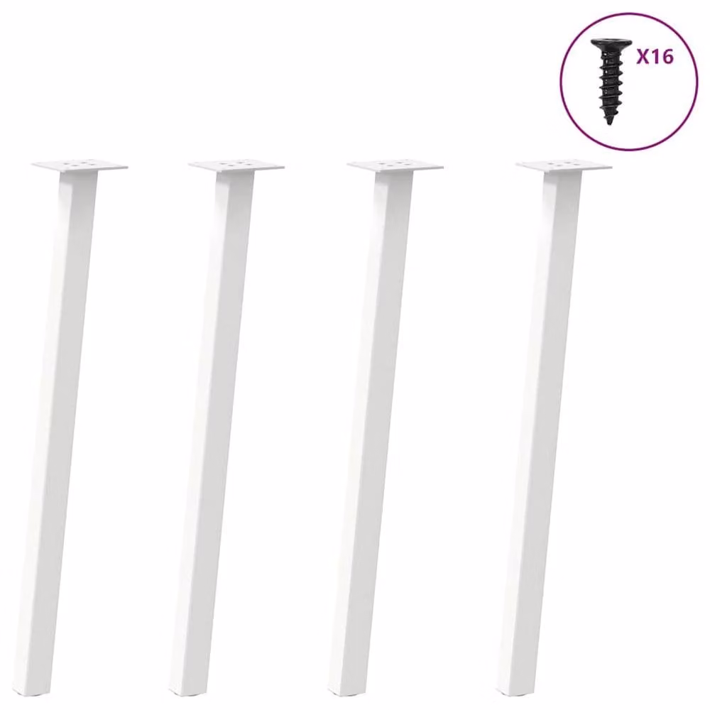 Berkfield Home Modern Coffee Table Legs, 4 Pieces, White Steel, Height: 72 cm