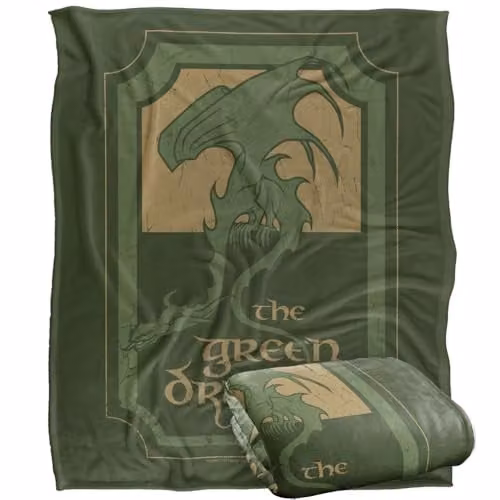 LOGOVISION Lord of the Rings Green Dragon Tavern Super Soft Fleece Throw Blanket, Multicolour, W: 152 cm, D: 127 cm – 1