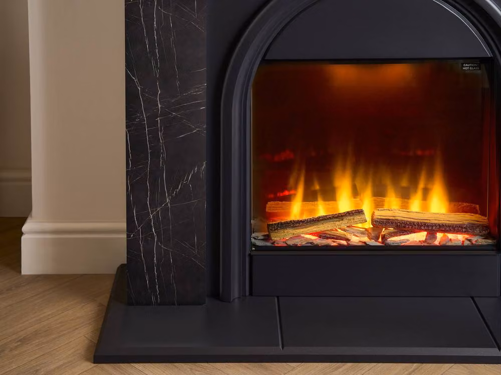 Adam Fires & Fireplaces Burlington 43 Inch Electric Suite in Black Carrara Marble Effect – 4