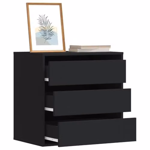 vidaXL Modern Corner Chest of Drawers in Black MDF, W: 60 cm, D: 41 cm, H: 58 cm – 2