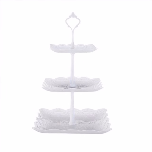 KORVIXA 2 or 3 Layer Dessert Cake Stand Afternoon Tea Plate in White