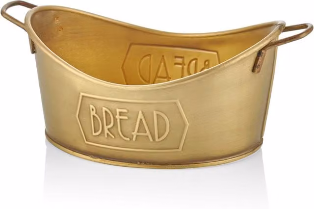 The Mia UK Mia Bread Basket in Gold Metal and Stainless Steel