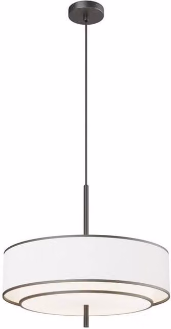 Netlighting Bergamo Modern Cylindrical Pendant Light in Black with White Rimmed Shade, 5 x E27