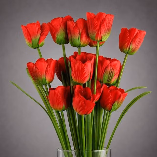Leaf Botanik Red Artificial Tulip Flower Stems, Pack of 6, Height: 80 cm – 1