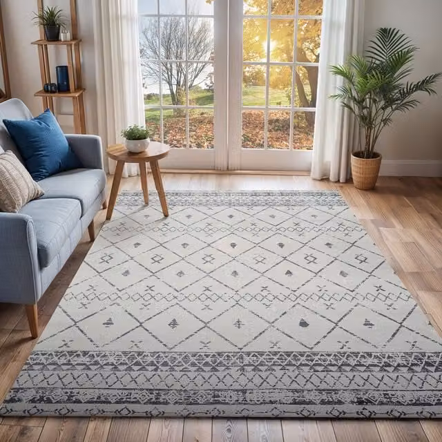 Livabliss Roma Modern Abstract Rug in White and Grey, W: 160 cm, L: 215 cm – 1