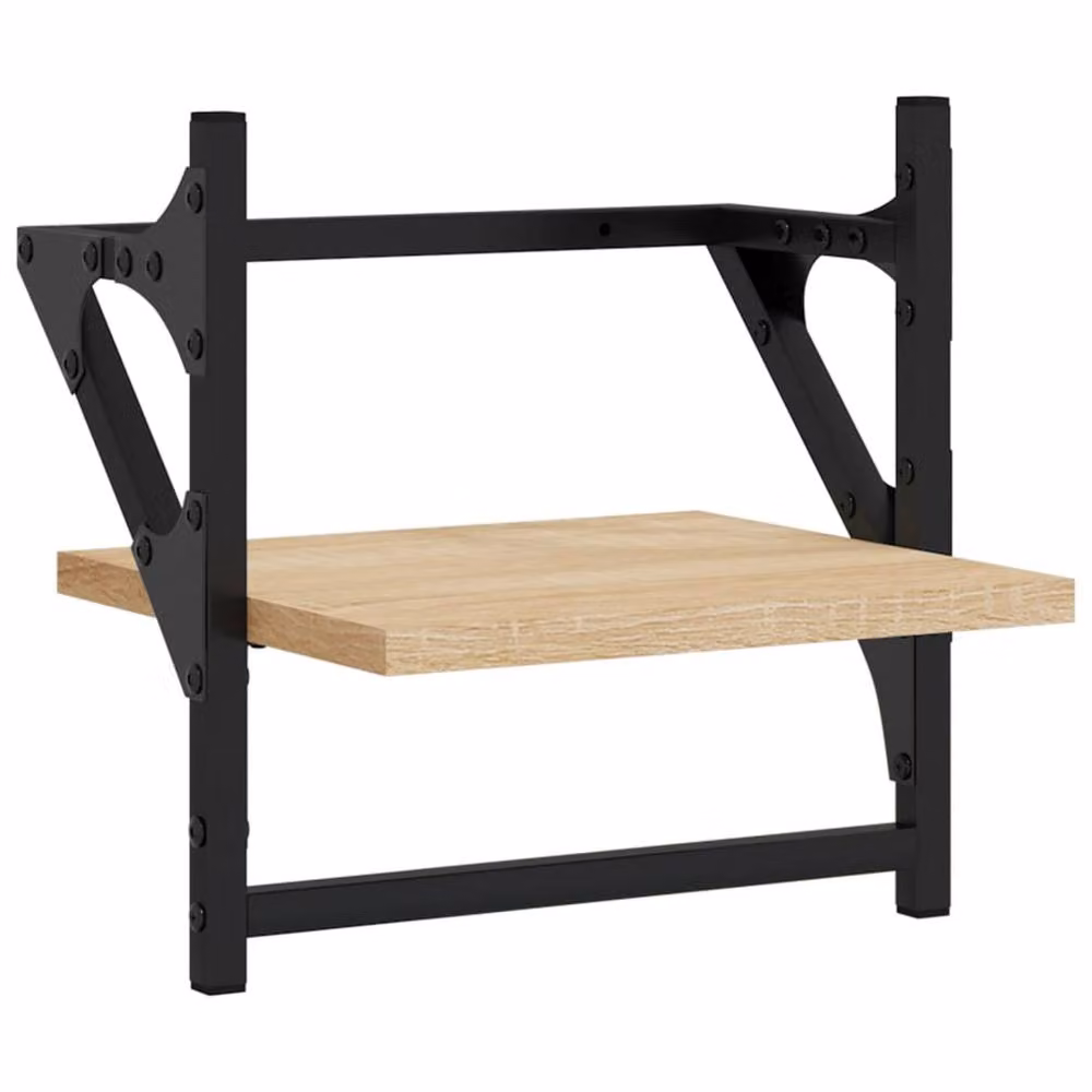 Berkfield Home 6 Piece Wall Mounted Shelf Set with Hanging Rods in Sonoma Oak Brown – 3