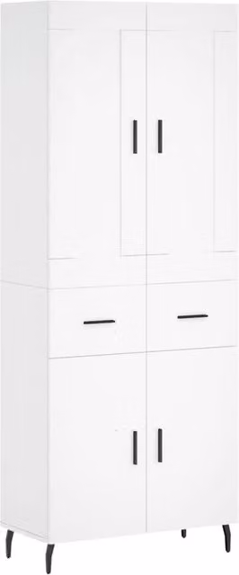 Berkfield Home Modern White Matt Highboard with Hinged Doors and Internal Shelves, W/D/H: 69.5 x 34 x 180 cm