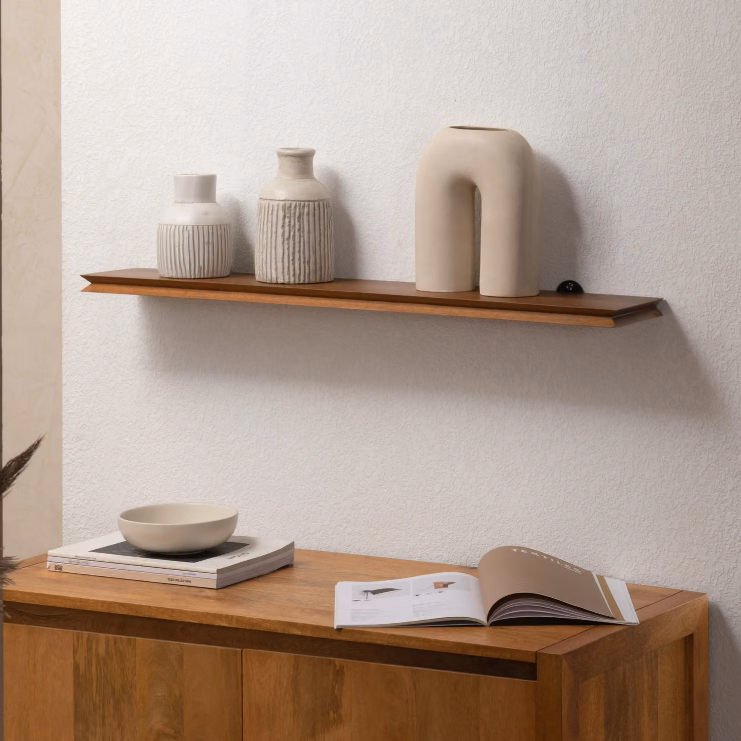 MH London Hamish Large Wall Mounted Floating Storage Shelf in Solid Walnut Wood – 3
