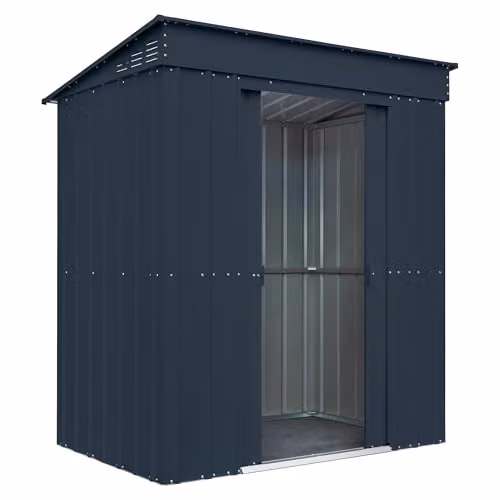 Globel Metal Garden Storage Shed with Pent Roof and Sliding Double Doors in Green or Grey – 1