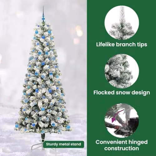 vidaXL Modern Cone Christmas Tree in Green, White and Blue, Height: 240 cm – 5