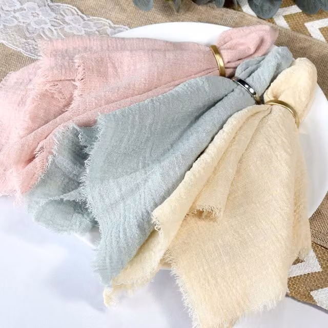 Trimming Shop Plain Cotton Table Napkin with Fringe in Dusty Pink