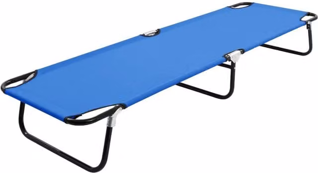 Berkfield Home Folding Sun Lounger in Blue with Powder Coated Steel Frame and UV Resistant Textilene Fabric – 1