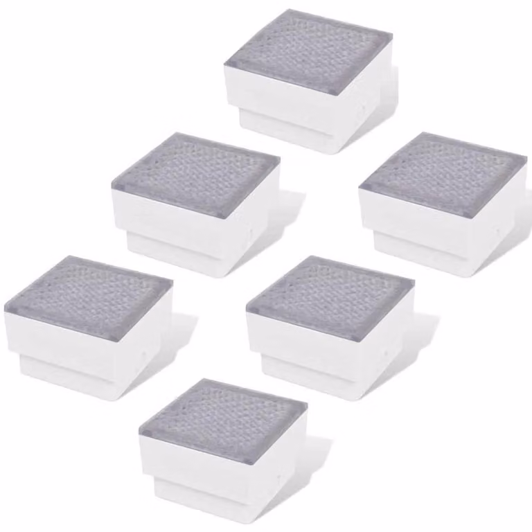 Berkfield Home LED Inground Lights, 6 Pack, White, W/D/H: 10 x 10 x 6.8 cm