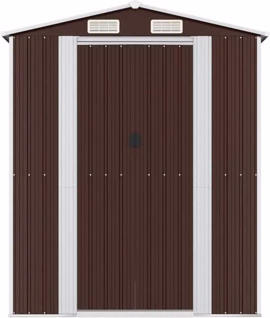 Berkfield Home Garden Shed in Dark Brown Galvanised Steel, W/D/H: 192 x 689 x 223 cm – 1