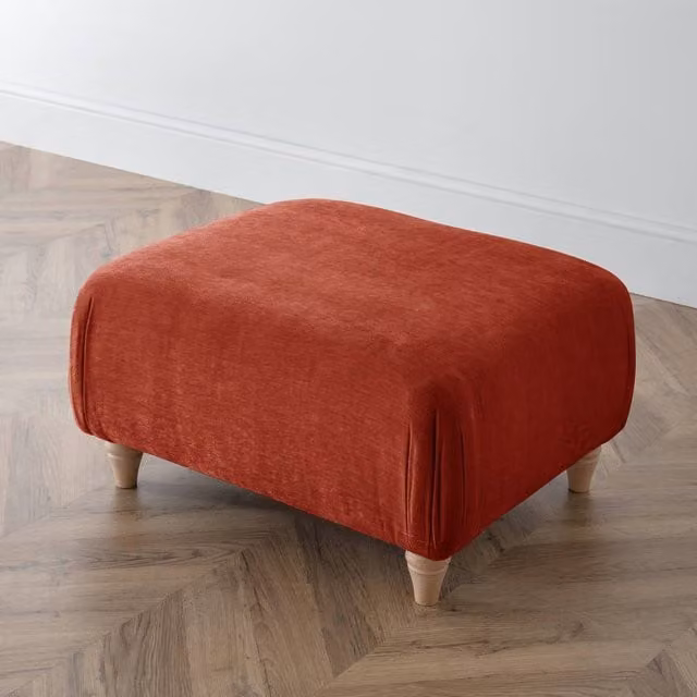 The Great Sofa Company Ezra Textured Velvet Footstool in Orange – 1