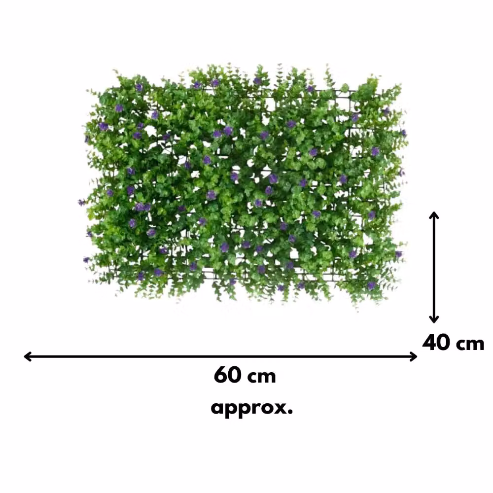 Marco Paul Expanding Artificial Hedge with Purple Flowers in Green, W: 60 cm, H: 60 cm, D: 40 cm – 3