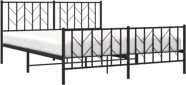Berkfield Home Metal Bed Frame with Headboard and Footboard in Black, W/D/H: 160 x 200 x 90 cm