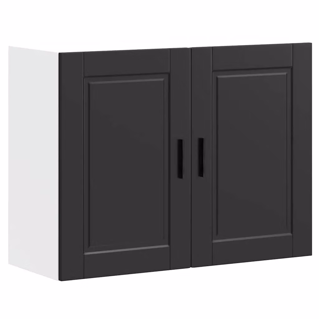 Berkfield Home Porto Black Matt MDF Wall Mounted Kitchen Cabinet with Hinged Doors and Internal Shelves – 2