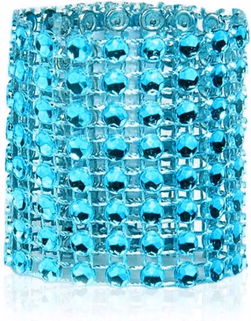 Trimming Shop Geometric Round Rhinestone Napkin Rings in Petrol Blue
