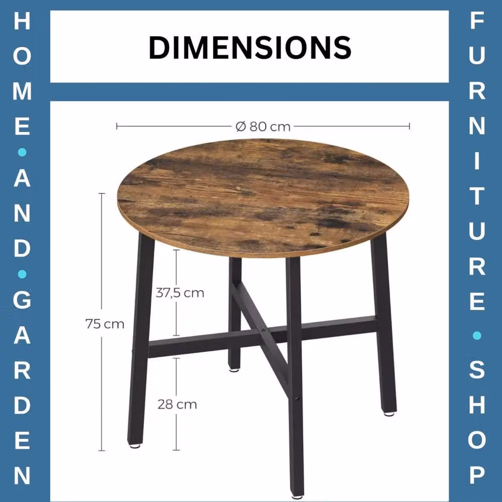 Havendro Rustic Round Wooden Dining Table in Brown – 2