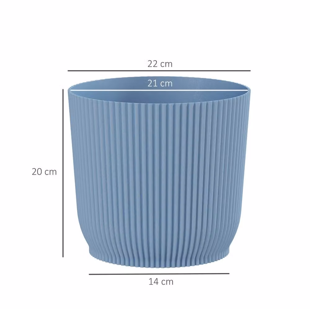 STILVORA Set of 2 Blue Plastic Planter Tubs for Indoor Plants, Diameter: 22 cm – 3