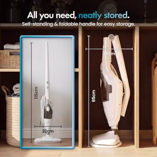 VonHaus 10-in-1 Steam Mop and Handheld Steam Cleaner, 1500W Multi-Surface Electric Mop in White with 350ml Tank – 8