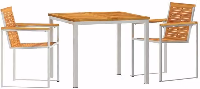 Berkfield Home 3 Piece Garden Dining Set in Brown Solid Acacia Wood and Metal