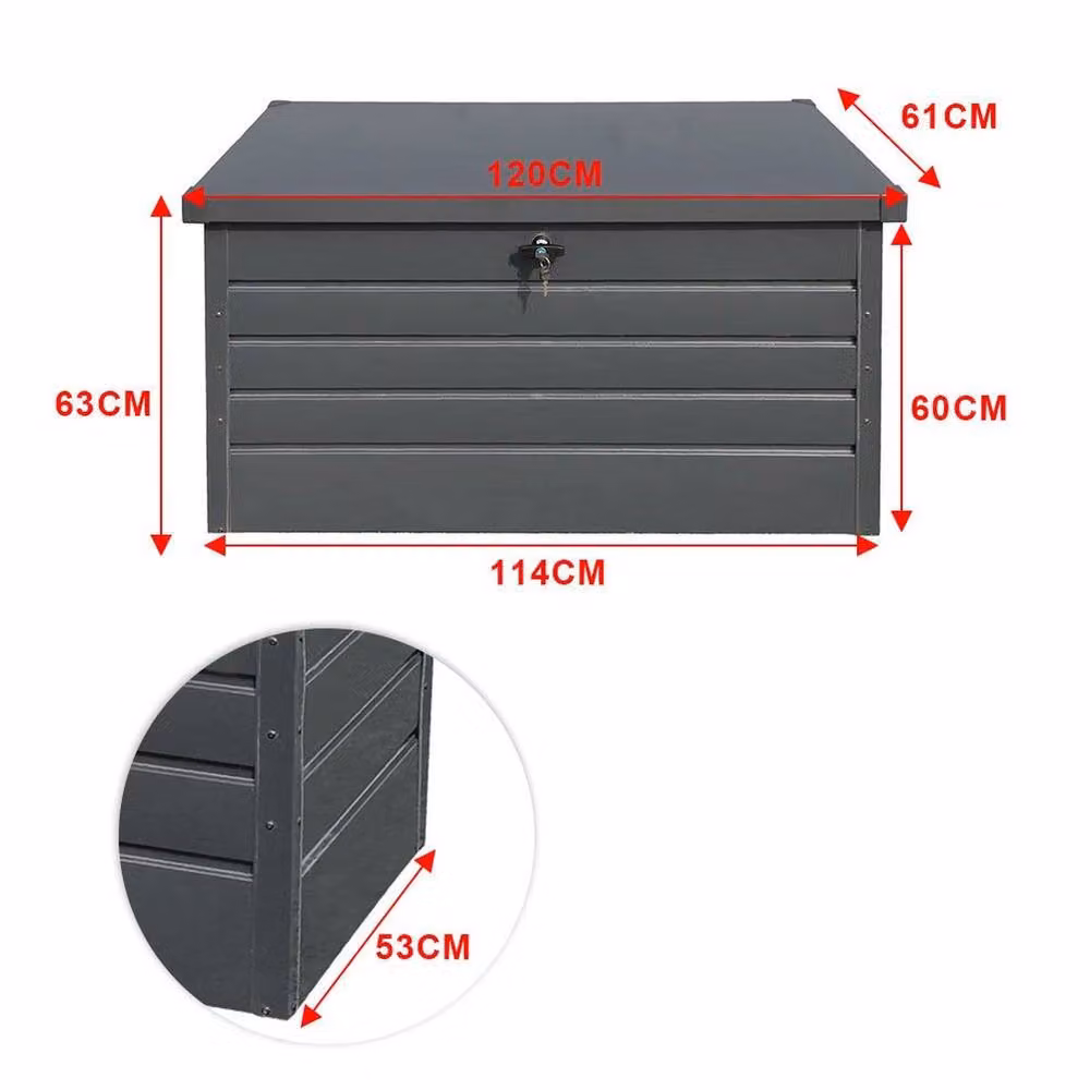 SPETLEK 350 L Metal Garden Storage Box in Grey – 5