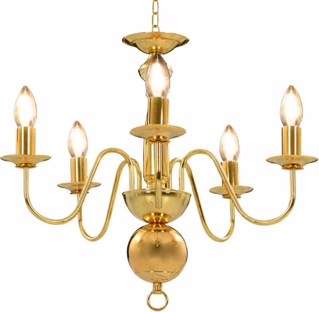 Berkfield Home Antique Gold Metal Suspended Chandelier with 5 x E14 Bulbs