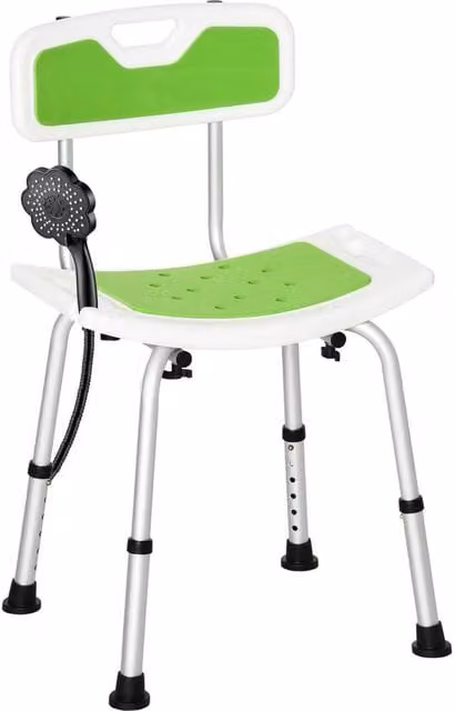 FORGEVIO Adjustable Shower Stool for Elderly and Disabled in White with Non-Slip Drainage Seat – 1