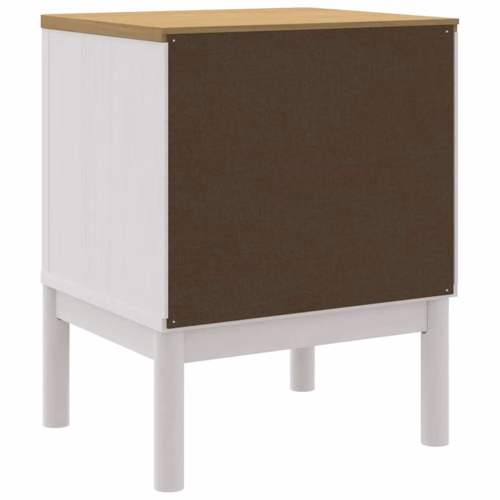 Berkfield Home Beautiful FLORO White Solid Wood Pine Bedside Cabinet W/D/H: 45 x 39 x 57 cm – 3