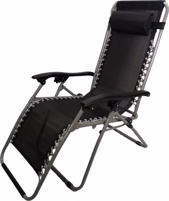 Textoline Multi Position Garden Relaxer Chair Lounger with Armrests in Black and Silver