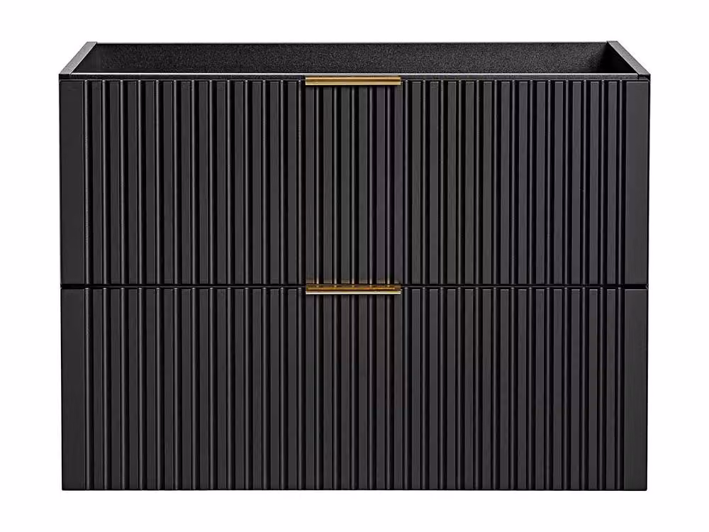 ZEVARA Vente-unique Wall-Mounted Striped Vanity Unit in Black, W: 80 cm, D: 46 cm, H: 57 cm – 2