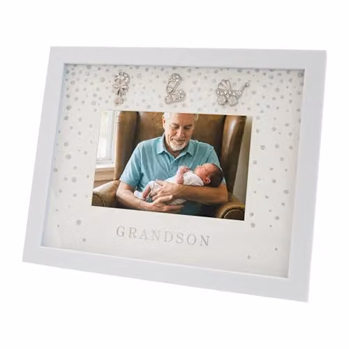 Happy Homewares Modern Dotted Single Picture Frame, White and Silver, 10 x 15 cm – 1
