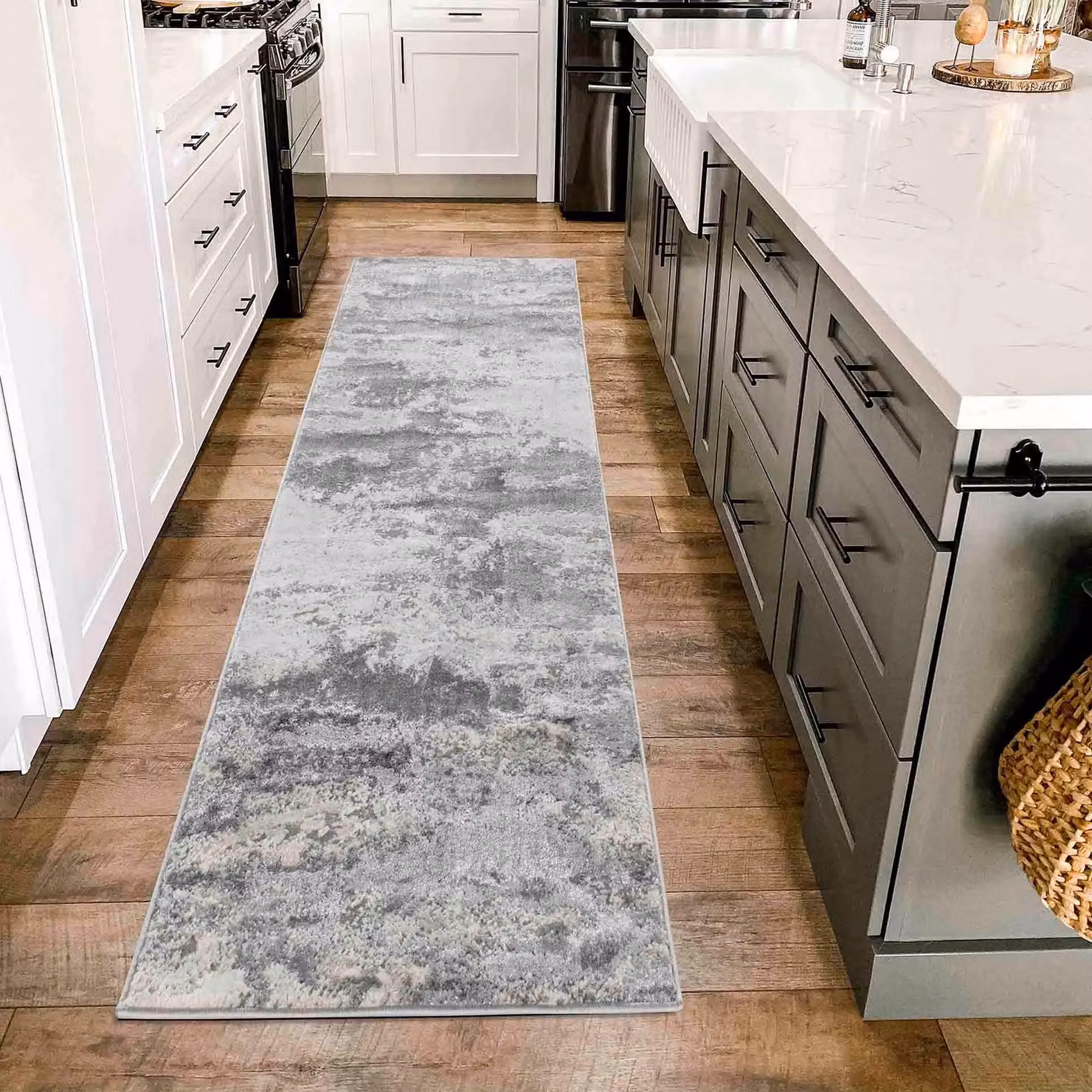 Desire Rugs Onyx Modern Abstract Silver Area Rug, W: 60 cm, L: 220 cm – 3