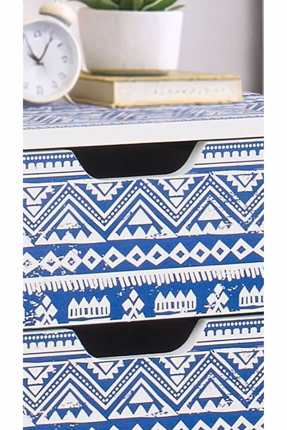Birlea Santorini 3 Drawer Bedside Cabinet in Shabby Chic Blue and White – 2