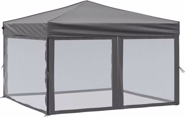 Berkfield Home Folding Party Tent with Sidewalls in Anthracite Grey, W/D/H: 300 x 300 x 245 cm