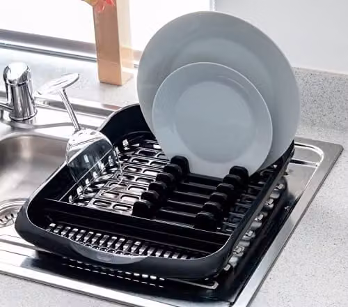 Addis Plate Dish Draining Rack, Black, W: 33 cm, D: 39.5 cm, H: 6 cm – 2