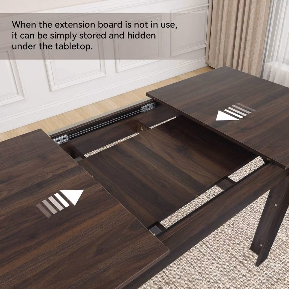 VOGREX Modern Brown Wooden Extendable Rectangular Dining Table for 8 Adults – 3