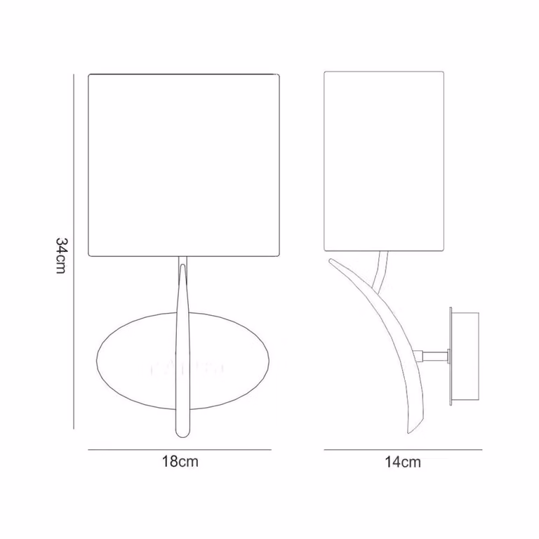 Netlighting Eve Switched Wall Lamp with White Oval Fabric Shade in Anthracite and Black, E27