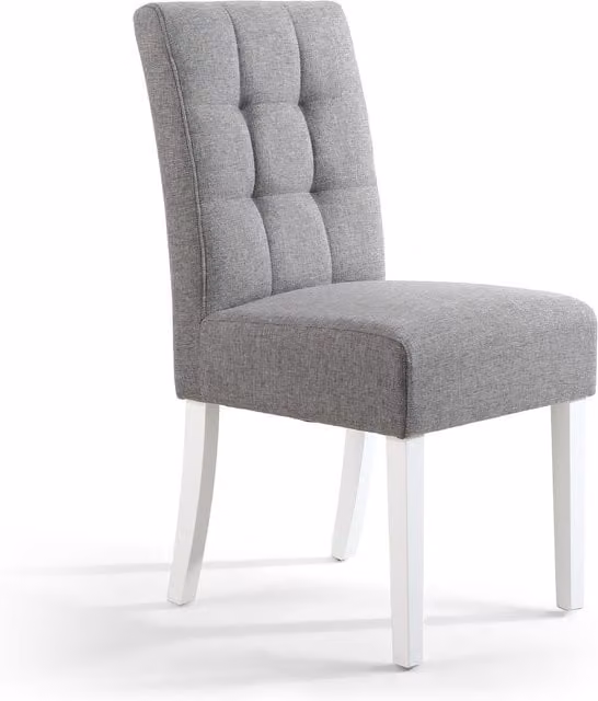 Shankar Moseley Waffle Linen Effect Dining Chair in Silver Grey with White Rubberwood Legs