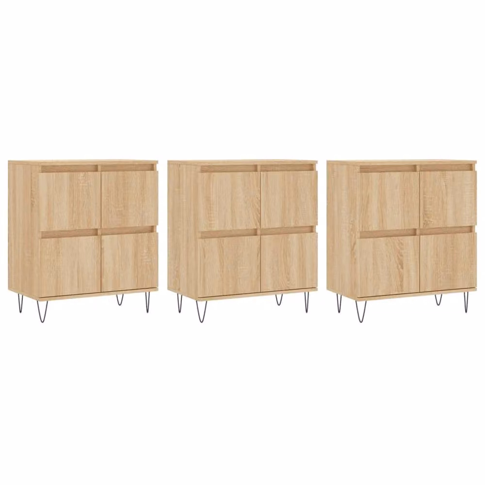 Berkfield Home 3 Piece Sideboard Set in Sonoma Oak and Beige Engineered Wood W/D/H: 180 x 35 x 70 cm – 2