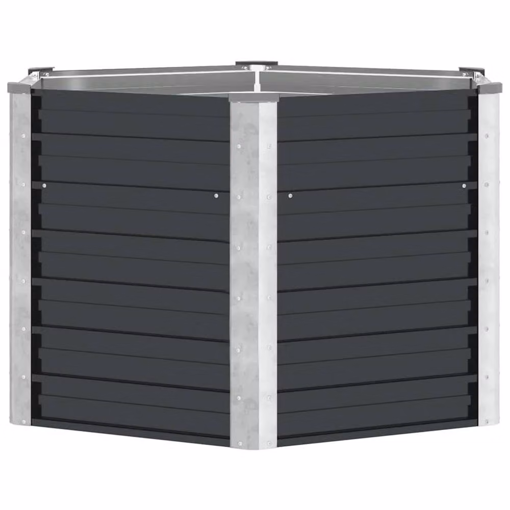 Berkfield Home Garden Anthracite and Black Galvanised Steel Raised Bed, W/D/H: 129 x 129 x 77 cm – 4