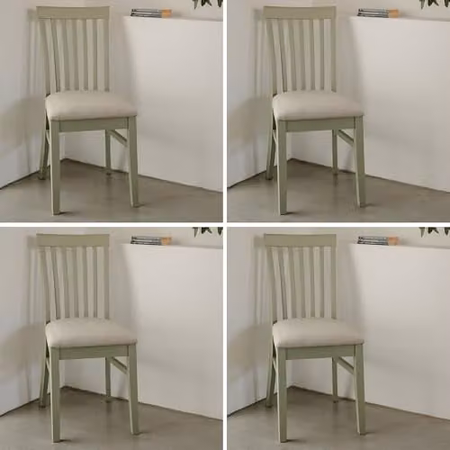 Statement Furniture Florence Wooden Dining Chairs with Upholstered High Back, Set of 4, Green, W45 x D53 x H94 cm – 1