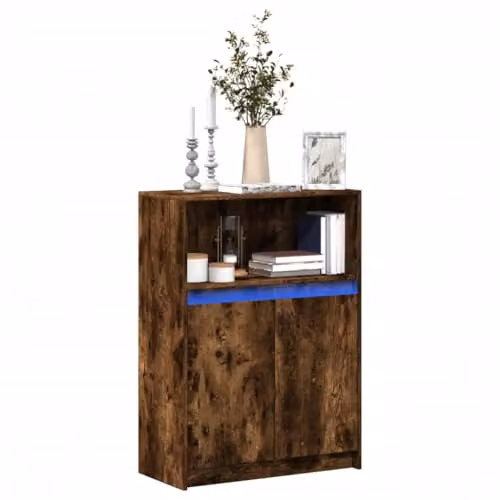vidaXL Modern Sideboard with Integrated LED Lighting in Smoked Oak Brown, W/D/H: 72 x 34 x 100 cm – 2